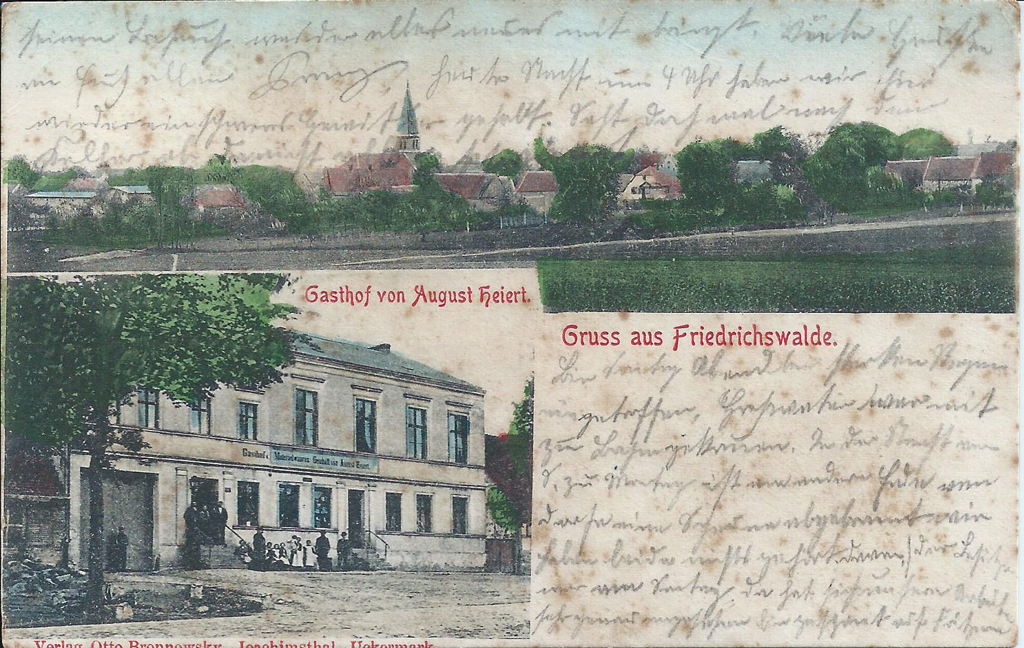 Historische Postkarte mit einem der 4 Säle in Friedrichswalde